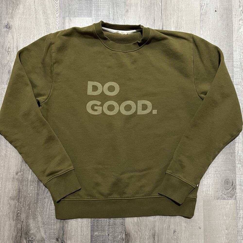 Cotopaxi Mens Do Good Crewneck Sweatshirt Olive Green Organic Cotton Small